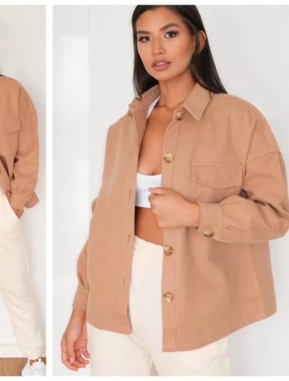 AVEC LES FILLES Anthropologie Felted Shirt Shacket Jacket Cognac Women's XS - Picture 2 of 9